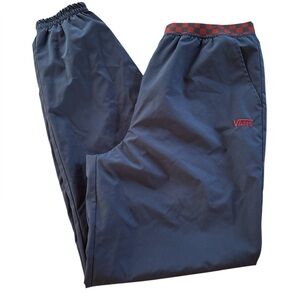 Vans Blue Track Pants with Red Checkerboard Details pockets medium